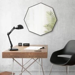 Uniek Rhodes Modern Octagon Mirror, Black 30.75x30.75 -Laural Home Shop 4141b0260fb40ea9 5115 w800 h800 b0 p0