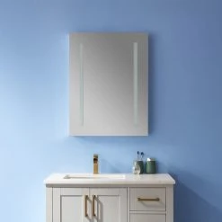 Vinnova Rectangular Frameless Lighted Medicine Cabinet Wall Mounted Mirror, 24" 16 Vinnova Rectangular Frameless Lighted Medicine Cabinet Wall Mounted Mirror, 24" -Laural Home Shop 41615e5d01a9bfaa 4999 w800 h800 b0 p0