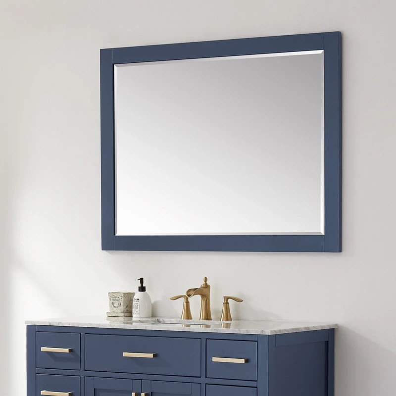 Altair Ivy Rectangular Bathroom Wood Framed Wall Mirror, Blue, 48" 6 Altair Ivy Rectangular Bathroom Wood Framed Wall Mirror, Blue, 48" - Image 4