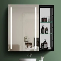 Jims Maison 30" Aluminum Surface Mount Medicine Cabinet With Mirror And Exterior Shelves, L 16 Jims Maison 30" Aluminum Surface Mount Medicine Cabinet With Mirror And Exterior Shelves, L -Laural Home Shop 42912df4037c44f9 7383 w800 h800 b0 p0