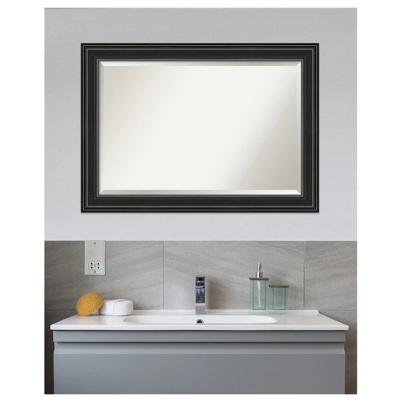 Amanti Art Ridge Black Beveled Bathroom Wall Mirror - 41.5 X 29.5 In. 7 Amanti Art Ridge Black Beveled Bathroom Wall Mirror - 41.5 X 29.5 In. - Image 5