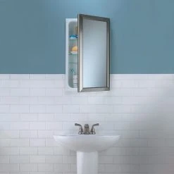Rangaire Hampton 15 3/4" X 25 1/2" Recess Mount Satin Nickel Medicine Cabinet -Laural Home Shop 43c1947505ae6a1e 1880 w800 h800 b0 p0
