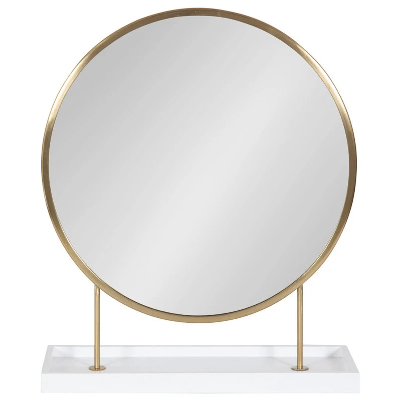 Uniek Maxfield Round Tabletop Mirror, White, 18x22 4 Uniek Maxfield Round Tabletop Mirror, White, 18x22 - Image 2