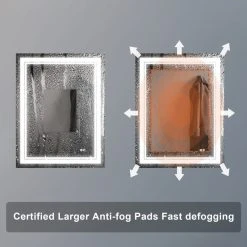 Wellfor Frameless LED Lighted Dimmable Bathroom Vanity Mirror With Defogger, 28"x36" 24 Wellfor Frameless LED Lighted Dimmable Bathroom Vanity Mirror With Defogger, 28"x36" -Laural Home Shop 43d1ecfb02f4d9bd 7356 w800 h800 b0 p0