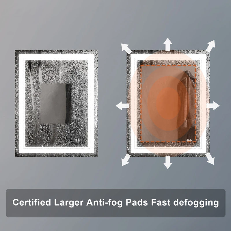 Wellfor Frameless LED Lighted Dimmable Bathroom Vanity Mirror With Defogger, 28"x36" 9 Wellfor Frameless LED Lighted Dimmable Bathroom Vanity Mirror With Defogger, 28"x36" - Image 7