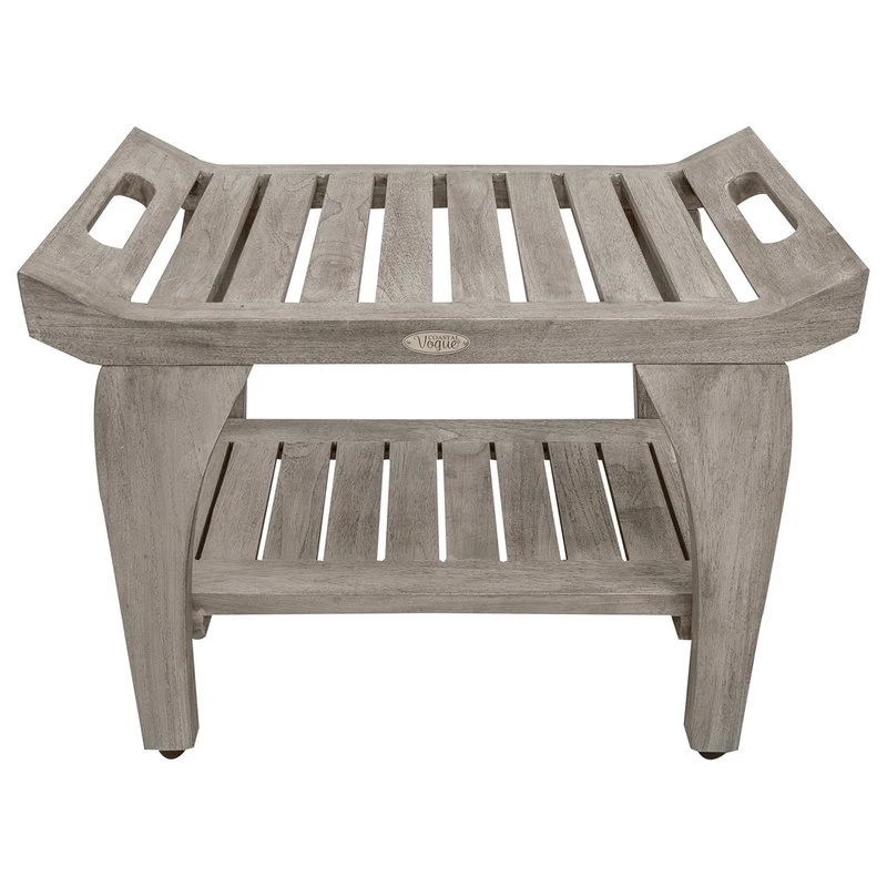 DecoTeak CoastalVogue Tranquility 24" Wide ShowerBench GR156, Gray 4 DecoTeak CoastalVogue Tranquility 24" Wide ShowerBench GR156, Gray - Image 2