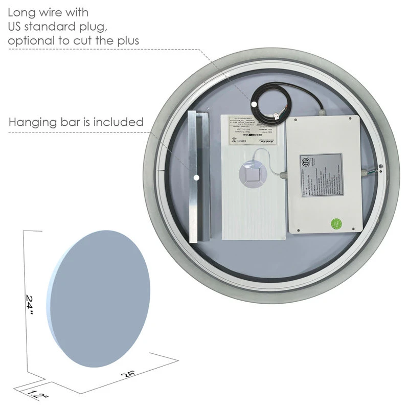 Altair Dimora Round Frameless Modern Bathroom/Vanity LED Lighted Wall Mirror, 24" 7 Altair Dimora Round Frameless Modern Bathroom/Vanity LED Lighted Wall Mirror, 24" - Image 5