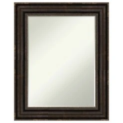 Amanti Art Stately Bronze Petite Bevel Bathroom Wall Mirror 24.25 X 30.25 In.