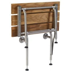 Grab Bar Specialists Rectangular Folding Shower Seat, Teak Wood, 24 ", Legs -Laural Home Shop 458140aa08b88a3a 9024 w800 h800 b1 p0