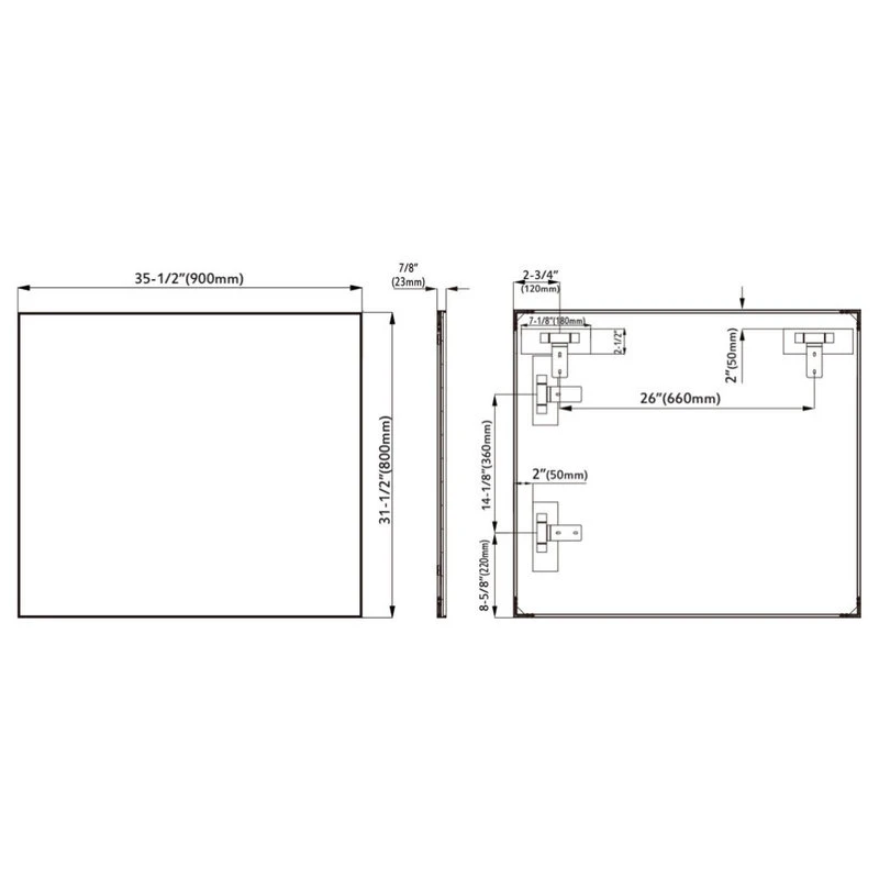 Dowell K&B Supplies Mattox Mirror, White, 36"w X 32"h X 1"d 8 Dowell K&B Supplies Mattox Mirror, White, 36"w X 32"h X 1"d - Image 6