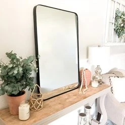 FrameMyMirror Highland Framed Rounded Rectangle Mirror, Black -Laural Home Shop 4601e51102bcbf3d 5113 w800 h800 b0 p0