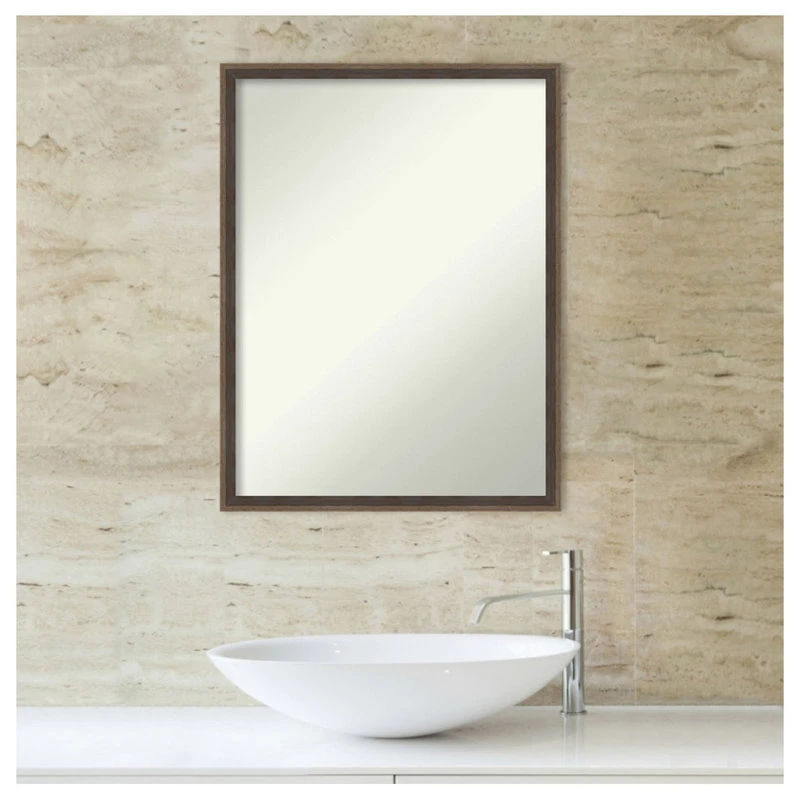 Amanti Art Hardwood Wedge Mocha Non-Beveled Wood Bathroom Wall Mirror - 19.25 X 25.25 In. 7 Amanti Art Hardwood Wedge Mocha Non-Beveled Wood Bathroom Wall Mirror - 19.25 X 25.25 In. - Image 5