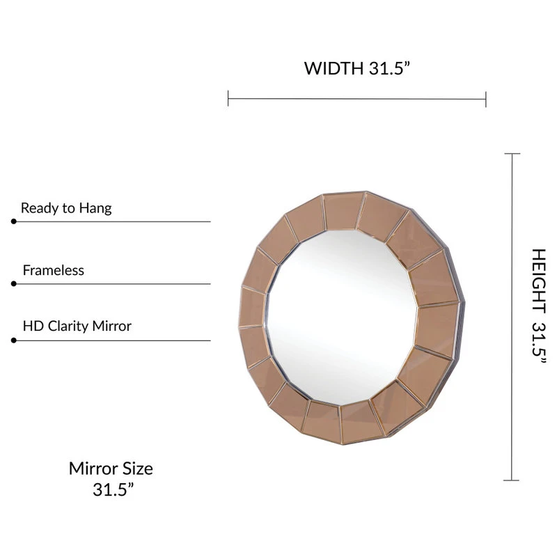 Mirrorize Canada 31.5 " Round Wall Mirror, Gold Sunburst Modern Bathroom Bedroom Decor 6 Mirrorize Canada 31.5 " Round Wall Mirror, Gold Sunburst Modern Bathroom Bedroom Decor - Image 4