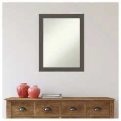 Amanti Art Brushed Pewter Non-Beveled Bathroom Wall Mirror - 21.5 X 27.5 In. -Laural Home Shop 47412e8902bdde33 6140 w800 h800 b1 p0