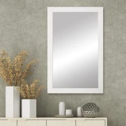 FrameMyMirror Briscoe White Framed Wall Mirror, 36" X 54"