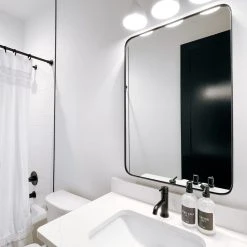 FrameMyMirror Highland Framed Rounded Rectangle Mirror, Black -Laural Home Shop 47b165b002bcbf48 5113 w800 h800 b0 p0