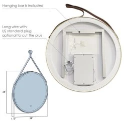 Altair Roccia Round 28" Framed Bathroom/Vanity LED Lighted Wall Mirror, Brushed Gold -Laural Home Shop 4831ca6302886a43 8094 w800 h800 b1 p0