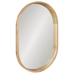 Uniek Hutton Wood Framed Capsule Mirror, Natural 24x36