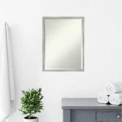 Amanti Art Shiplap White Narrow Beveled Wood Bathroom Wall Mirror - 19 X 25 In. -Laural Home Shop 49e17aba0e3d6baa 6546 w800 h800 b0 p0