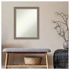 Amanti Art Eva Brown Narrow Non-Beveled Bathroom Wall Mirror - 21.25 X 27.25 In. -Laural Home Shop 4a41974302bdde57 6137 w800 h800 b1 p0