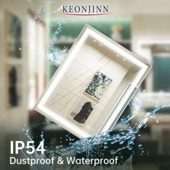 Keonjinn 3-Colors LED Bathroom Mirror, Anti-Fog Memory Dimmable, Sliver, 36x28 -Laural Home Shop 4a9114df030e23ed 3695 w800 h800 b0 p0