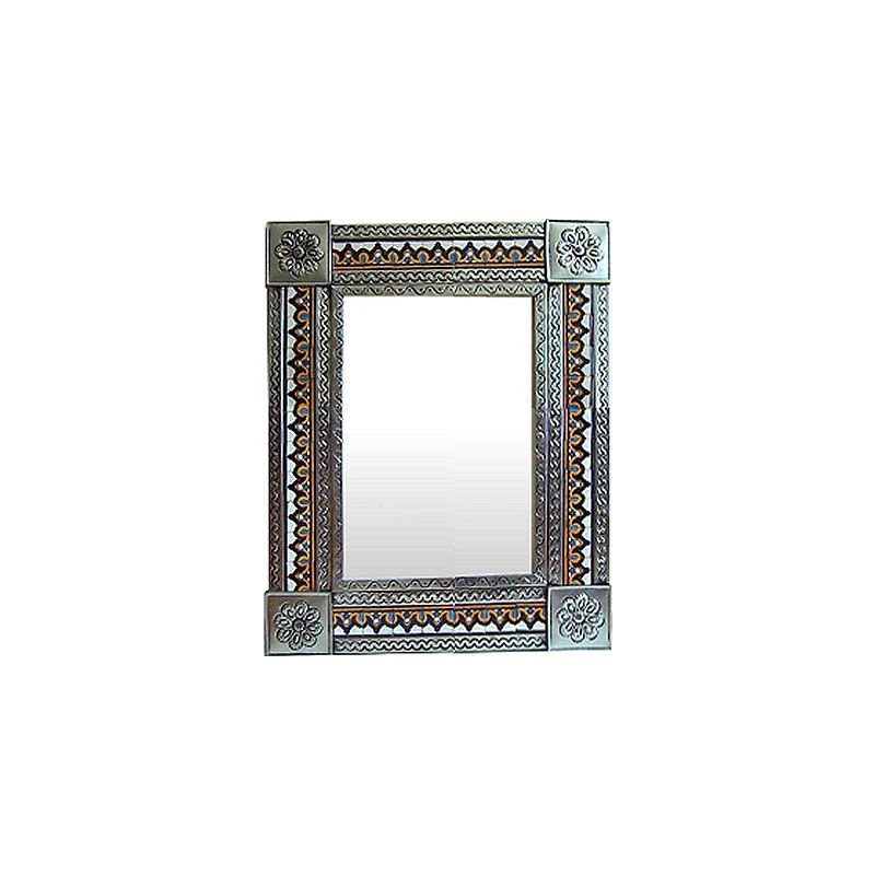 Fine Crafts & Imports Medium Silver Dome Tile Talavera Tin Mirror 3 Fine Crafts & Imports Medium Silver Dome Tile Talavera Tin Mirror