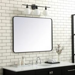 Elegant Furniture & Lighting Ellis Soft Corner Metal Rectangular Mirror, Black, 30"x40" 11 Elegant Furniture & Lighting Ellis Soft Corner Metal Rectangular Mirror, Black, 30"x40" -Laural Home Shop 4b613a5e0095918b 0956 w800 h800 b0 p0