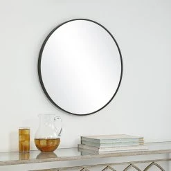 Vhomes Lights Contemporary 24" Round Vanity Bathroom Wall Mirror, Satin Black 12 Vhomes Lights Contemporary 24" Round Vanity Bathroom Wall Mirror, Satin Black -Laural Home Shop 4b71d9e903f048ad 8203 w800 h800 b0 p0