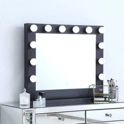 Elegant Furniture & Lighting Elegant Decor Brenda 26" X 32" Plug In LED Vanity Mirror In Black 11 Elegant Furniture & Lighting Elegant Decor Brenda 26" X 32" Plug In LED Vanity Mirror In Black -Laural Home Shop 4b91708903e494d8 9614 w800 h800 b0 p0
