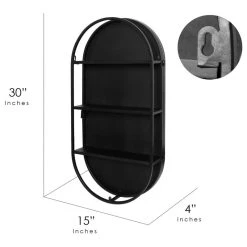 Head West, Inc. Black Metal Framed Oval Vanity Wall Mirror With Shelves - 15" X 30" 13 Head West, Inc. Black Metal Framed Oval Vanity Wall Mirror With Shelves - 15" X 30" -Laural Home Shop 4ba10c0b029e0da3 1688 w800 h800 b1 p0