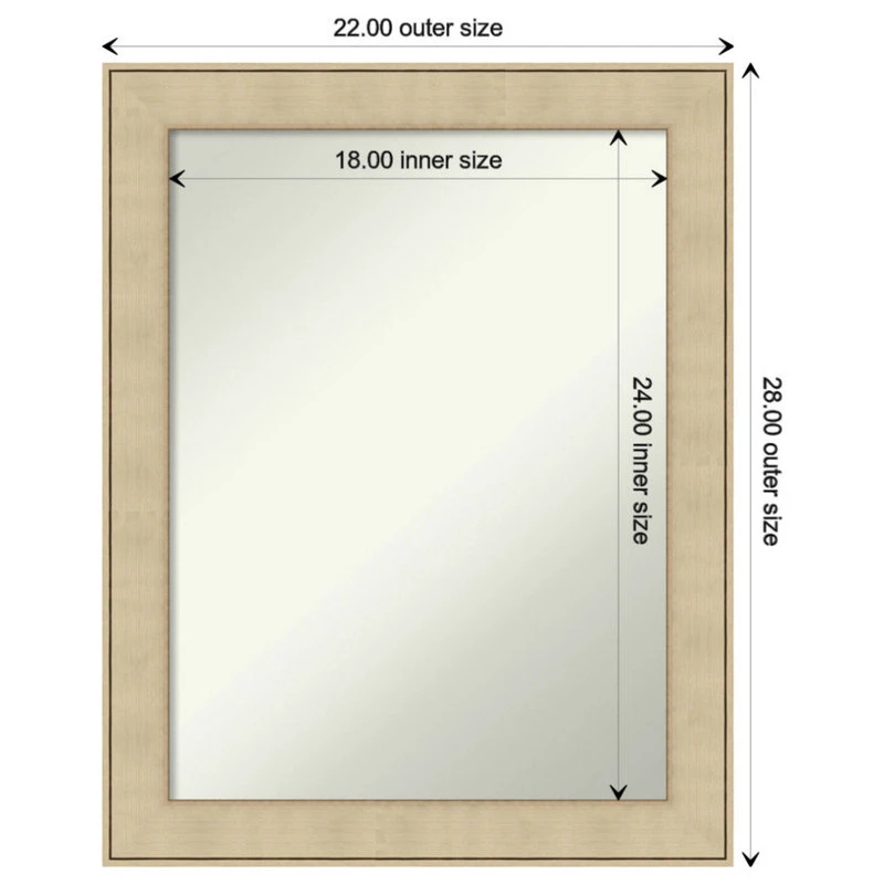 Amanti Art Classic Honey Silver Non-Beveled Bathroom Wall Mirror - 22 X 28 In. 6 Amanti Art Classic Honey Silver Non-Beveled Bathroom Wall Mirror - 22 X 28 In. - Image 4