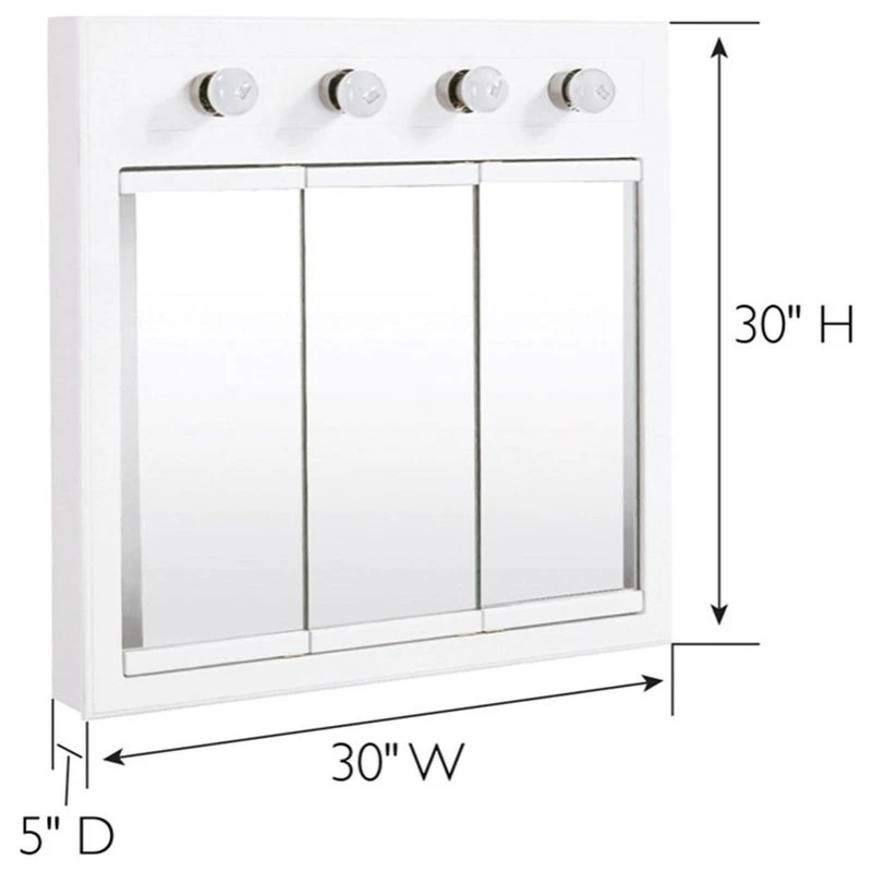 Design House Concord 30-Inch Assembled Lighted Medicine Wood Cabinet In White Gloss 6 Design House Concord 30-Inch Assembled Lighted Medicine Wood Cabinet In White Gloss - Image 4