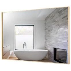 LEDEL Rectangle Framed Bathroom Vanity Mirror Accent Wall Mirror, Gold, 48"w X 30"h -Laural Home Shop 4c817cdf0332b19f 3626 w800 h800 b1 p0