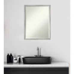 Amanti Art Shiplap White Narrow Beveled Wood Bathroom Wall Mirror - 19 X 25 In. -Laural Home Shop 4cb11df20e3d6ba7 6546 w800 h800 b0 p0
