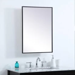 Elegant Furniture & Lighting Metal Mirror Medicine Cabinet 20"x28", Black Finish -Laural Home Shop 4d11c1950ec5b04a 7261 w800 h800 b0 p0