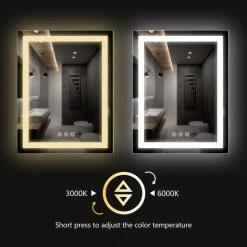 Kiva Rhyme LED Backlit Mirror With Anti-Fog Function, 28"x36"-3 Button 13 Kiva Rhyme LED Backlit Mirror With Anti-Fog Function, 28"x36"-3 Button -Laural Home Shop 4d81a7c80ec4f902 5596 w800 h800 b0 p0