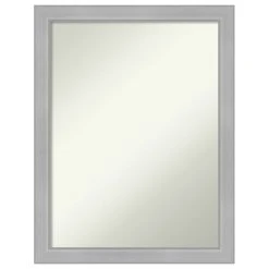 Amanti Art Vista Brushed Nickel Narrow Non-Beveled Bathroom Wall Mirror - 20.5 X 26.5 In.