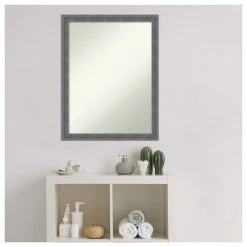 Amanti Art Dixie Grey Rustic Non-Beveled Wood Bathroom Wall Mirror - 20.25 X 26.25 In. -Laural Home Shop 4de10fcf02bddddd 6142 w800 h800 b1 p0