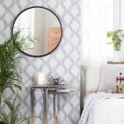 Madeleine Home Inc. Wessex Modern Mirror With Designer Frame, Black, 23" -Laural Home Shop 4ee1094f0f993029 9802 w800 h800 b0 p0