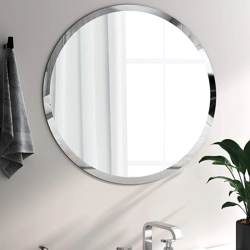 Imtinanz Round Beveled Polished Frameless Wall Mirror For Bathroom 3 Imtinanz Round Beveled Polished Frameless Wall Mirror For Bathroom