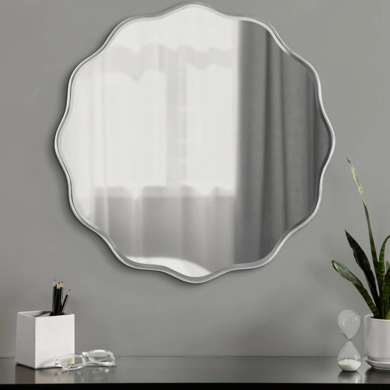 Uniek Viona Round Scalloped Mirror, Silver 26" Diameter 9 Uniek Viona Round Scalloped Mirror, Silver 26" Diameter - Image 7