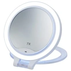 Manillons Torrent Table Multifunction Makeup LED Mirror, 7X Magnification Makeup Mirror
