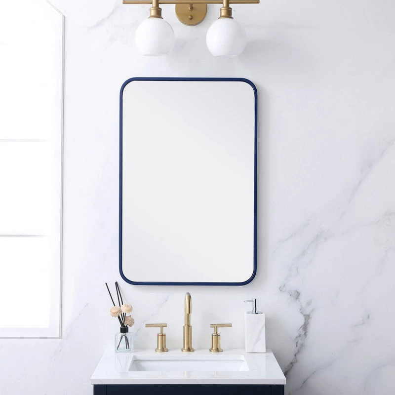 Elegant Furniture & Lighting Elegant Decor MR802030BL Soft Corner Metal Rectangular Mirror, 20"x30", Blue 4 Elegant Furniture & Lighting Elegant Decor MR802030BL Soft Corner Metal Rectangular Mirror, 20"x30", Blue - Image 2