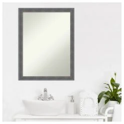 Amanti Art Dixie Grey Rustic Non-Beveled Wood Bathroom Wall Mirror - 20.25 X 26.25 In. -Laural Home Shop 5011da1602bdddde 6142 w800 h800 b1 p0