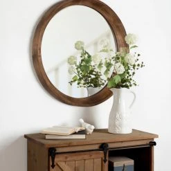 Uniek Colfax Round Wood Framed Wall Mirror, Natural 22 Diameter -Laural Home Shop 509127800fb40f6d 8207 w800 h800 b0 p0