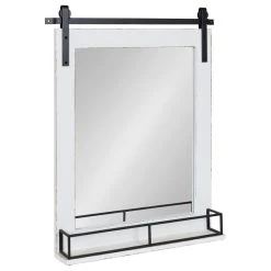 Uniek Cates Framed Wall Mirror With Shelf, White 24x31