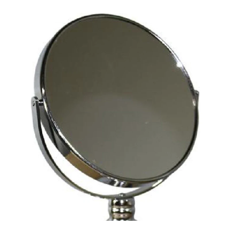 Benjara Metal Magnifying Makeup Mirror With 3X Magnification Silver- Saltoro Sherpi 4 Benjara Metal Magnifying Makeup Mirror With 3X Magnification Silver- Saltoro Sherpi - Image 2