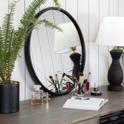 Madeleine Home Inc. Wessex Modern Mirror With Designer Frame, Black, 23" -Laural Home Shop 50f174660f993032 9802 w800 h800 b0 p0
