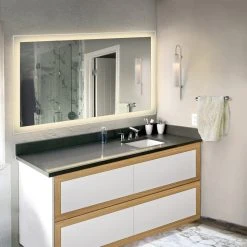 Krugg Reflections LED Lighted Bathroom Mirror Wall Mount With Defogger, 60"x36"
