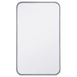 Elegant Furniture & Lighting Elegant Decor Evermore 18x30" Soft Corner Metal Rectangular Mirror In Silver